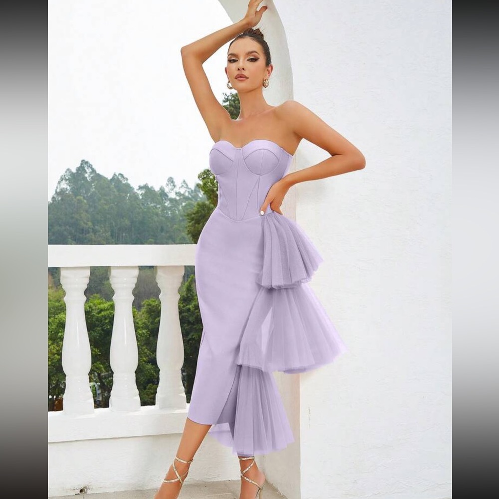 Ruffle Trim Mesh Dress ❤️